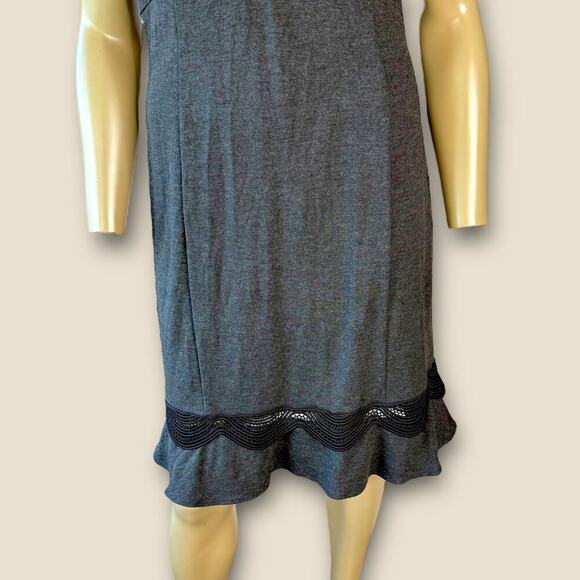 The Limited Sleeveless Sheath Dress Size 8 Ponte Knit Lace Hem Stretch Dark Gray - Picture 5 of 14